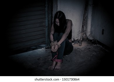 Woman Caucasian Kidnapped By Criminals Who Stock Photo 1096333463 ...