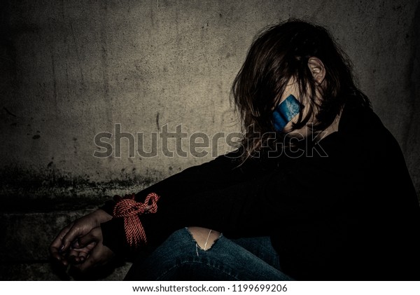 Asian Hostage Woman Bound Rope Night Stock Photo Edit Now - 