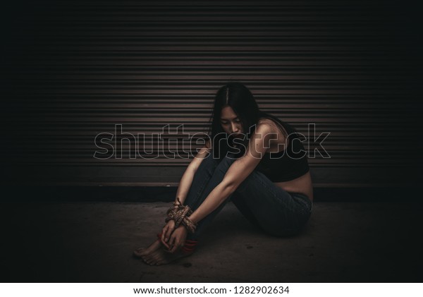 Asian Hostage Woman Bound Rope Night Stock Photo 1282902634 | Shutterstock