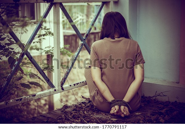 Asian Hostage Woman Bound Rope Night Stock Photo 1770791117 | Shutterstock