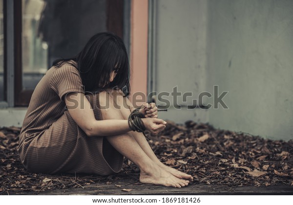 Asian Hostage Woman Bound Rope Night Stock Photo 1869181426 | Shutterstock