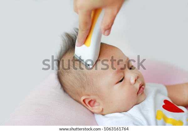 Asian Infant Baby Boy Getting Haircut Stock Photo Edit Now