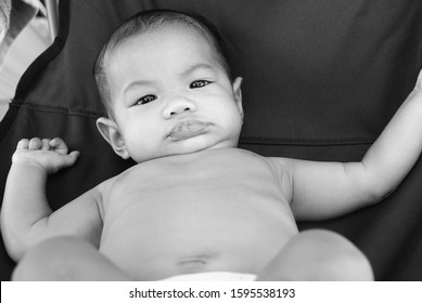 Asian infant baby girl in diaper