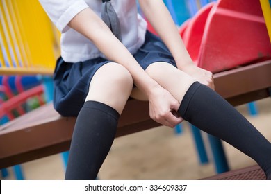 Asian Japanese Girl Student In School Uniform