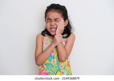 Asian Kid Girl Suffer Bad Toothache 