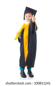 Asian Kid In Graduation Gown