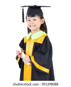 Asian Kid In Graduation Gown