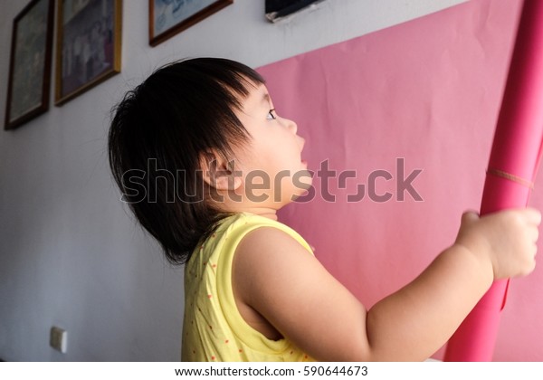 Asian Kid Hairstyles Bangs Wearing Yellow Stock Photo Edit Now