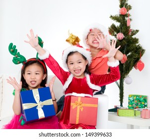 Asian Kids Celebrating Christmas