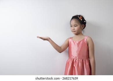 Asian Kids Open Palm Hand Gesture