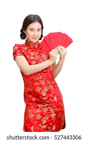 red cheongsam lady