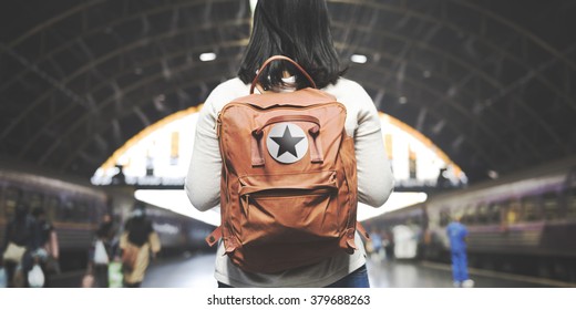 Asian Lady Traveler Backpack City Concept - Powered by Shutterstock