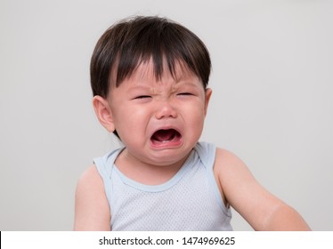 Asian Little Boy Cry And Feel Sad