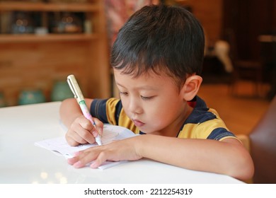 Asian Little Boy Drawing Book Pen Stock Photo 2212254319 | Shutterstock