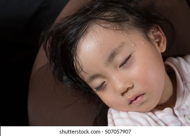 Asian Little Girl Gets High Fever