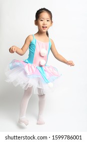 Asian Little Girl On Tutu Dress Dancing Ballet Very Happy And Funny