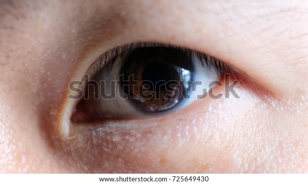 Asian Male Brown Left Eye Close Stock Photo Edit Now 725649430