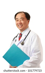 Asian Male Doctor, Isolated On White