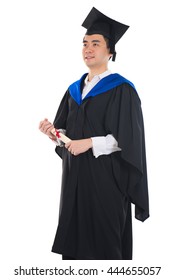 Asian Male University Student In Graduation Gown 