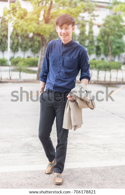Asian Man Casual Outfits Standing Black Stock Photo (Edit Now) 706178821 |  Shutterstock