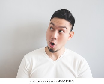 Asian Man Making Very Funny Surprised Face.