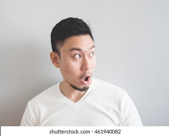 Asian Man Making Very Funny Surprised Face.