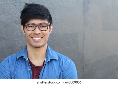 Asian Man Portrait Smiling Isolated with copy space - Shutterstock ID 648509056