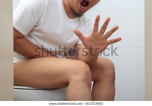 Asian Man Sitting Water Closet Stock Photo Edit Now 562353682