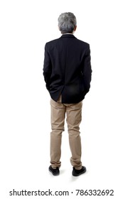 The Asian Man Standing On The White Background.