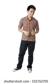 Asian man standing wearing casual clothes isolated on white background