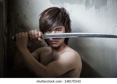 Asian Man With Sword Of Justice