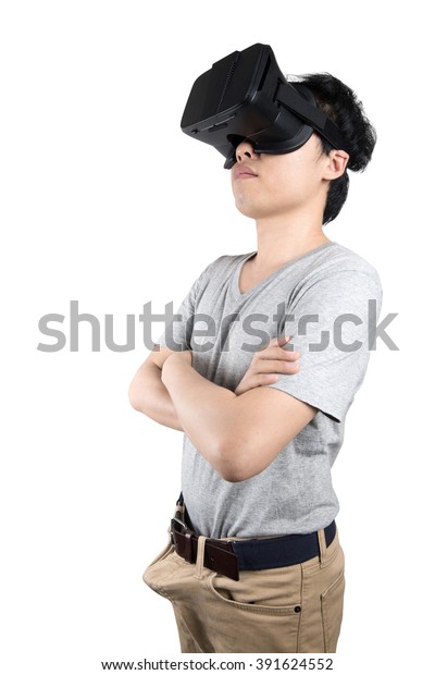 Asian Man Use Vr Glasses Watching Stock Photo (Edit Now ...