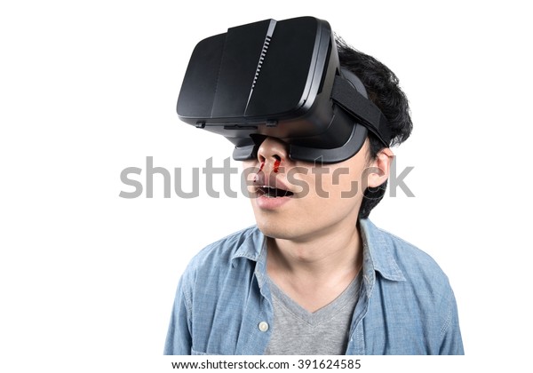 Asian Man Use Vr Glasses Watching Stock Photo Edit Now 391624585