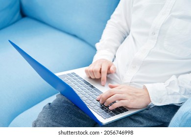 Asian Man Using The Laptop, No Face