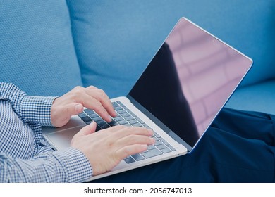 Asian Man Using The Laptop, No Face