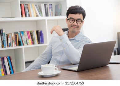 asian man work using computer hand typing laptop keyboard contact us.student study learning education online.adult professional people chatting search at office.concept for technology device business