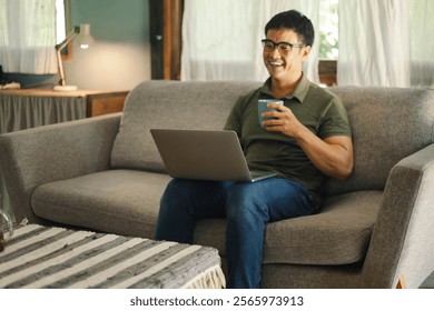 asian man work using computer hand typing laptop keyboard contact us.student study learning education online.adult professional people chatting search at office.concept for technology device business