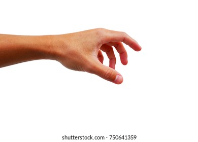 Asian Man's Hand Is Reaching Out For Catch Or Take And Grab Something.