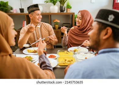 Asian Muslim Young People Having Iftar Dinner Together