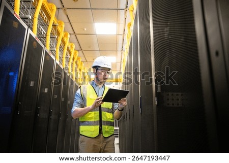  asian network engineer working in data center