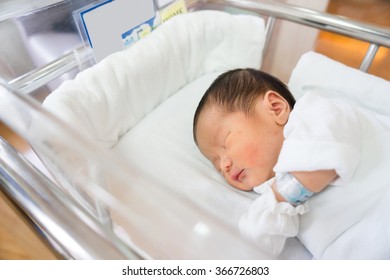 Asian Newborn Baby In Hospital, Delivery Room