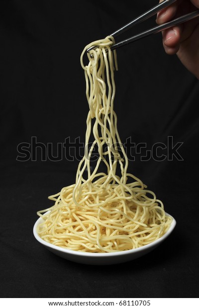 Asian Noodles On Black Background Stock Photo (Edit Now) 68110705