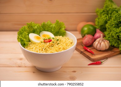 Asian Noodles With Vegetables And Boiled Egg