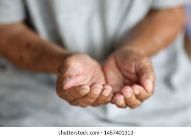 Asian old man hands with wrinklied