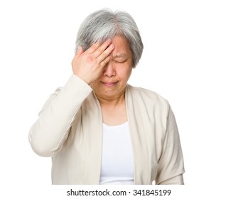 Asian Old Woman Feeling Headache