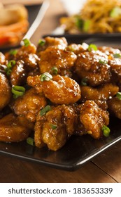 Asian Orange Chicken with Green Onions for Dinner - Shutterstock ID 183653339