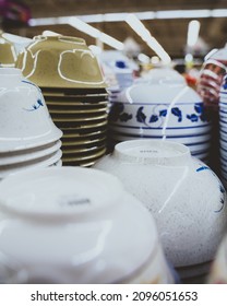 Asian Oriental Bowls, Fine China, Stack Of Bowls. Located Inside Of An H Mart 