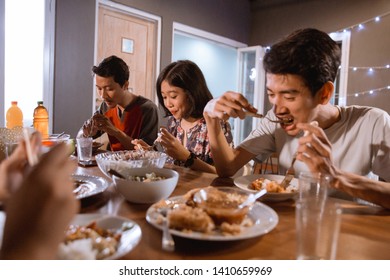 asian people dinner garden party at home with friend together in the summer - Shutterstock ID 1410659969