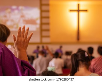 Asian People Go To Church For Sunday Prayers,many People Are Worship To God.