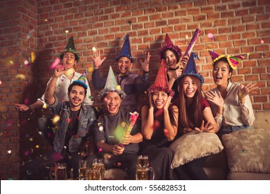 Asian People Are Happy On New Year Day Celebration.